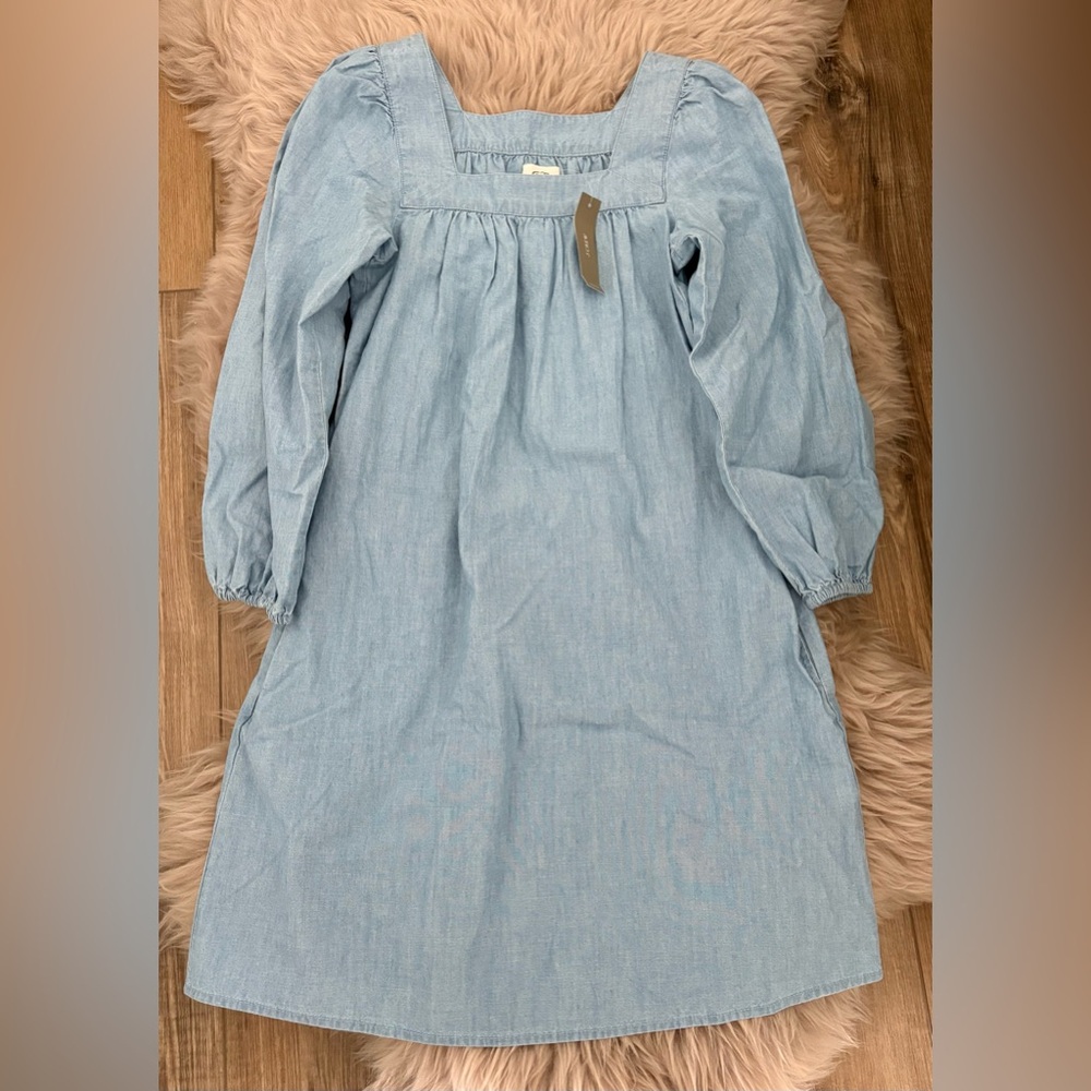 NWT J Crew Soft Blue Chambray Dress with Pockets
